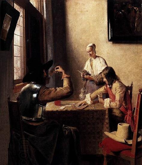 Pieter de Hooch Soldiers Playing Cards oil painting picture
